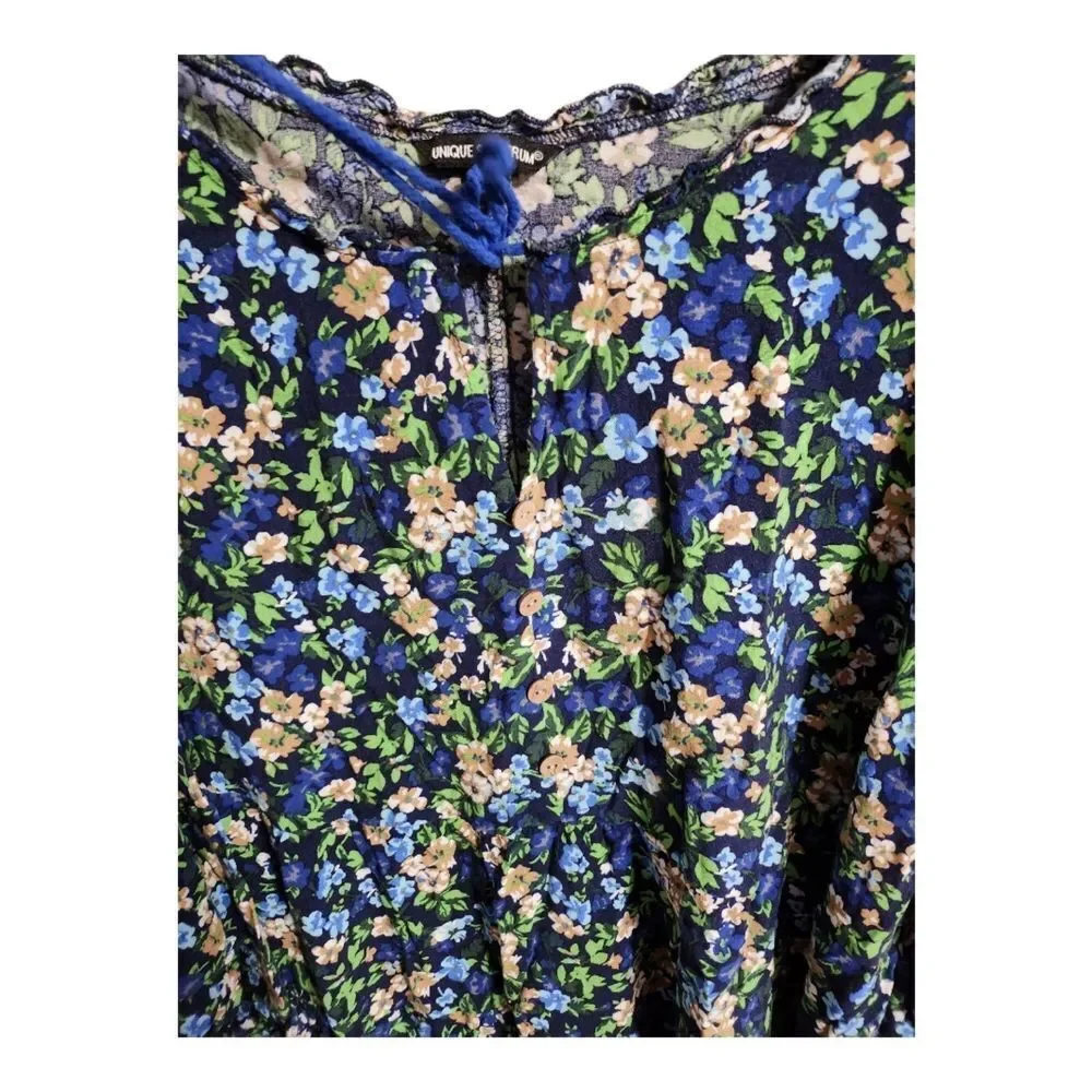 Unique Spectrum print‎ scoop neck blouse Size 3X Woman's Multicolor Floral Boho